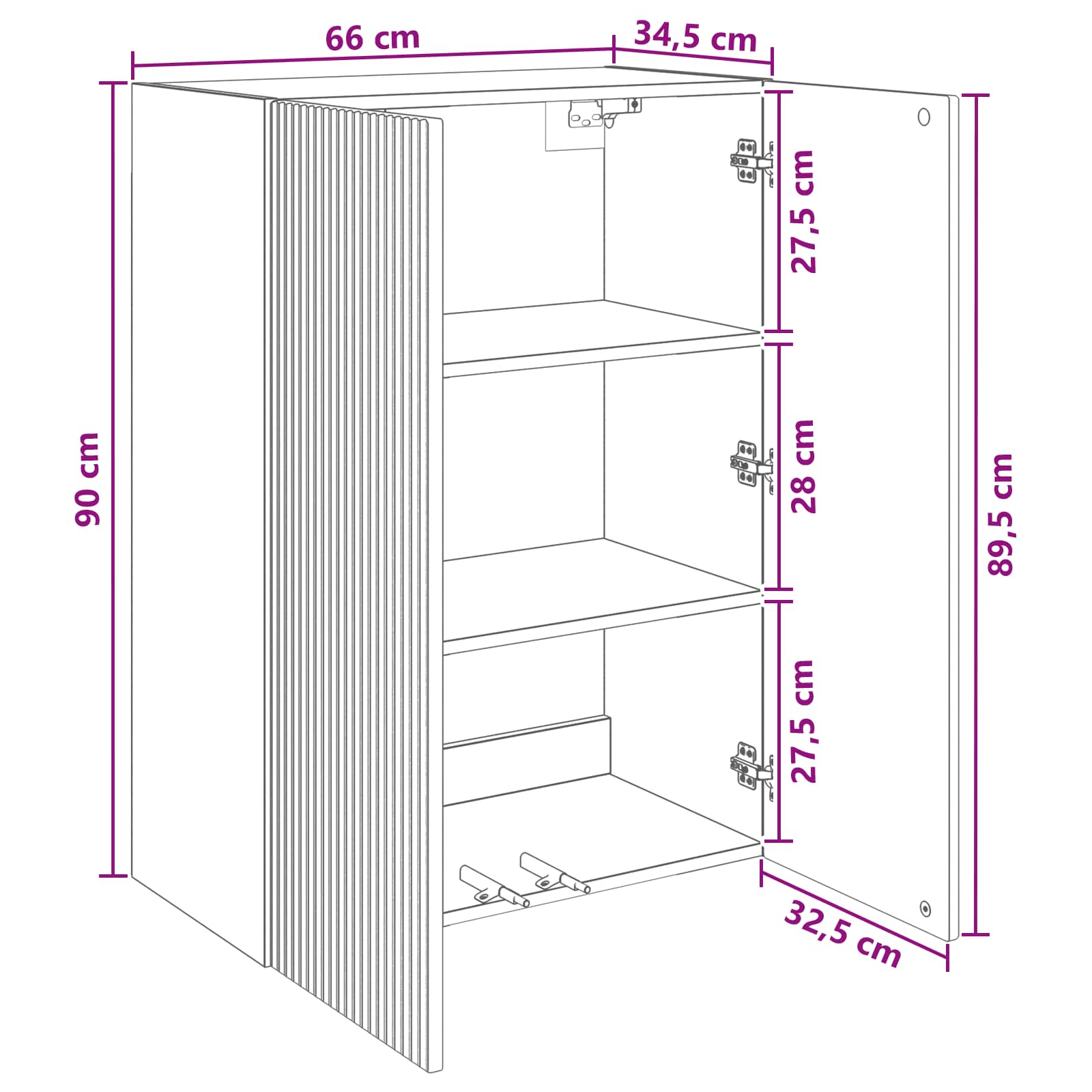 Mobiletto a muro Sonoma grigio 66 x 34,5 x 90 cm | homemem39