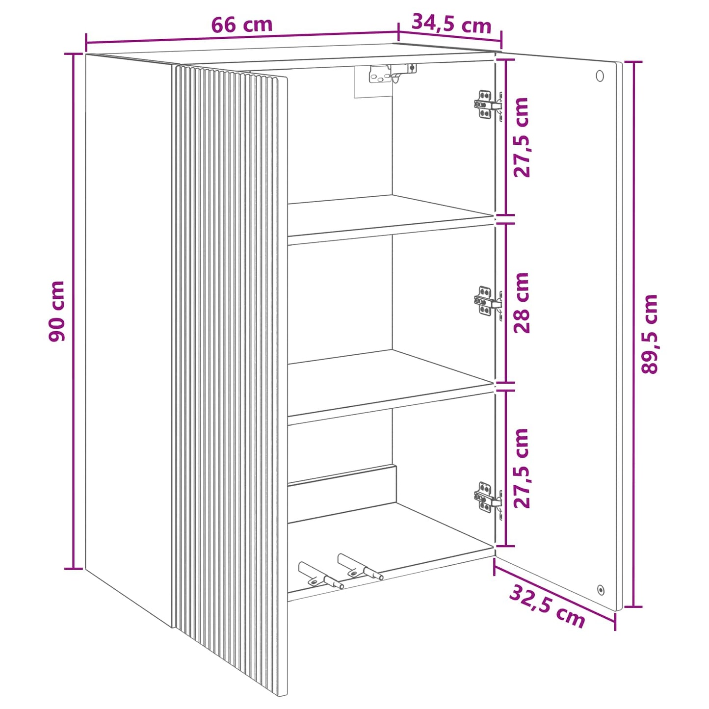 Mobiletto a muro Rovere Artigianale 66 x 34,5 x 90 cm | homemem39