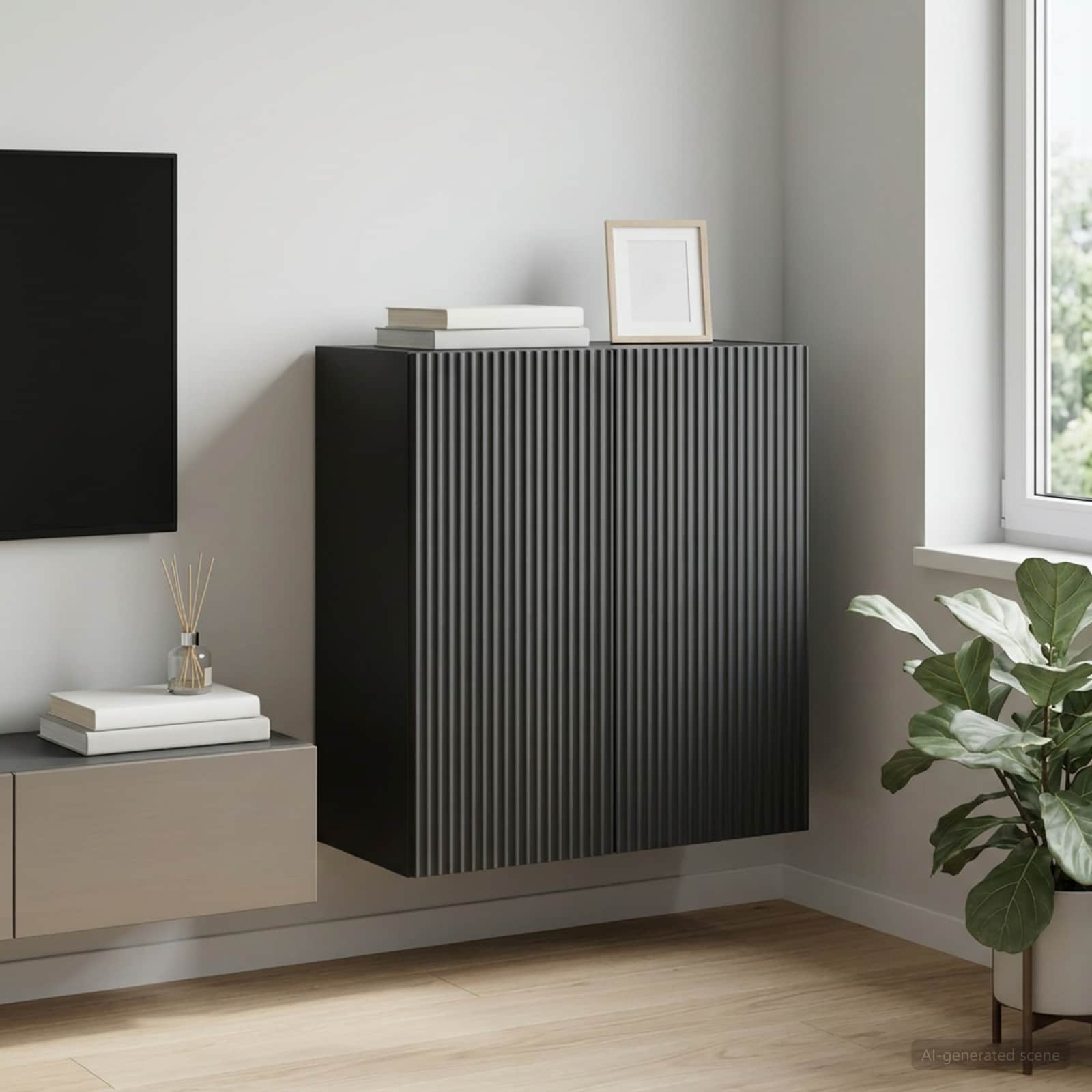 Mobiletto a muro Nero 59 x 31 x 60 cm Legno ingegnerizzato | homemem39