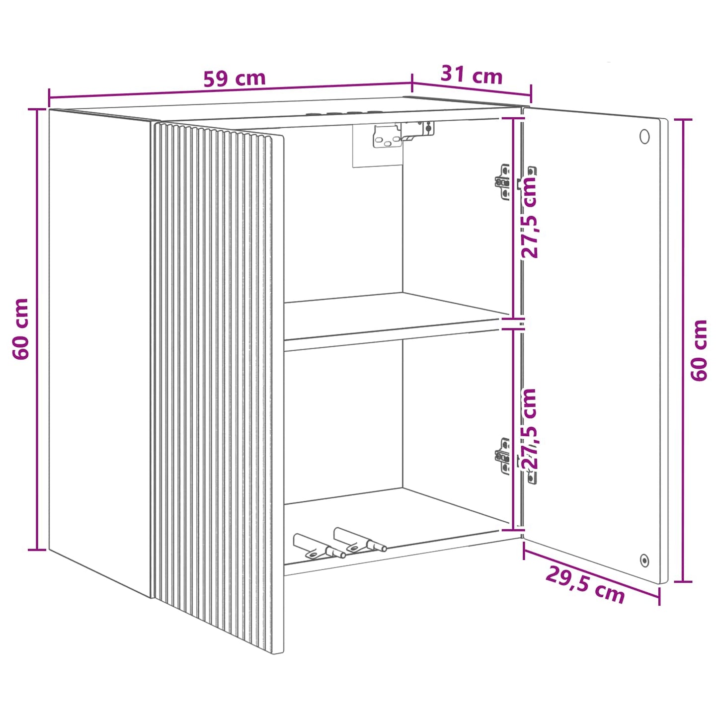Mobiletto a muro Nero 59 x 31 x 60 cm Legno ingegnerizzato | homemem39