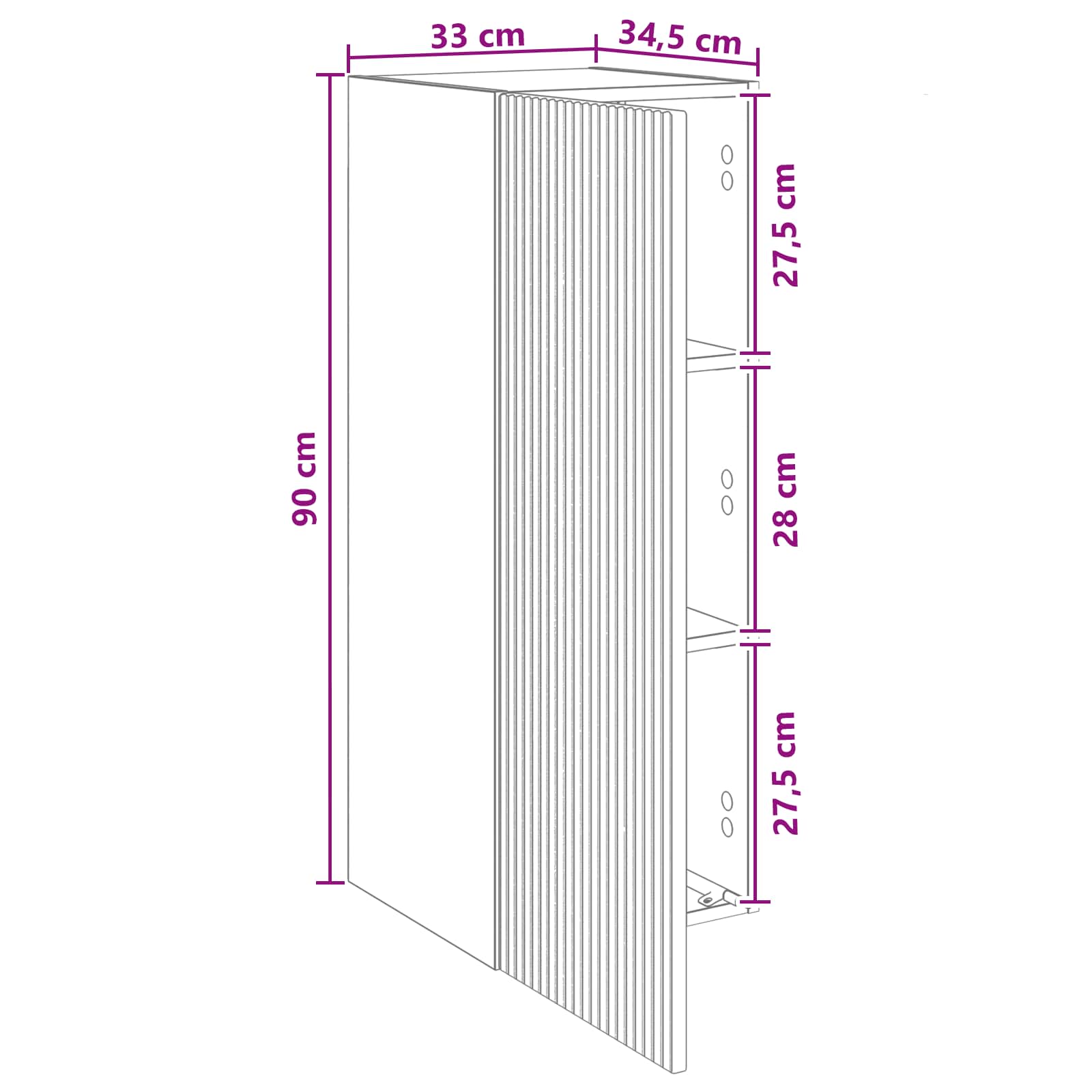 Mobiletto a muro Nero 33 x 34,5 x 90 cm Legno ingegnerizzato | homemem39