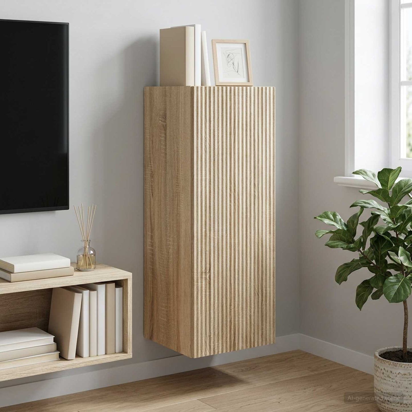 Mobiletto a muro Rovere Sonoma 33 x 34,5 x 90 cm | homemem39