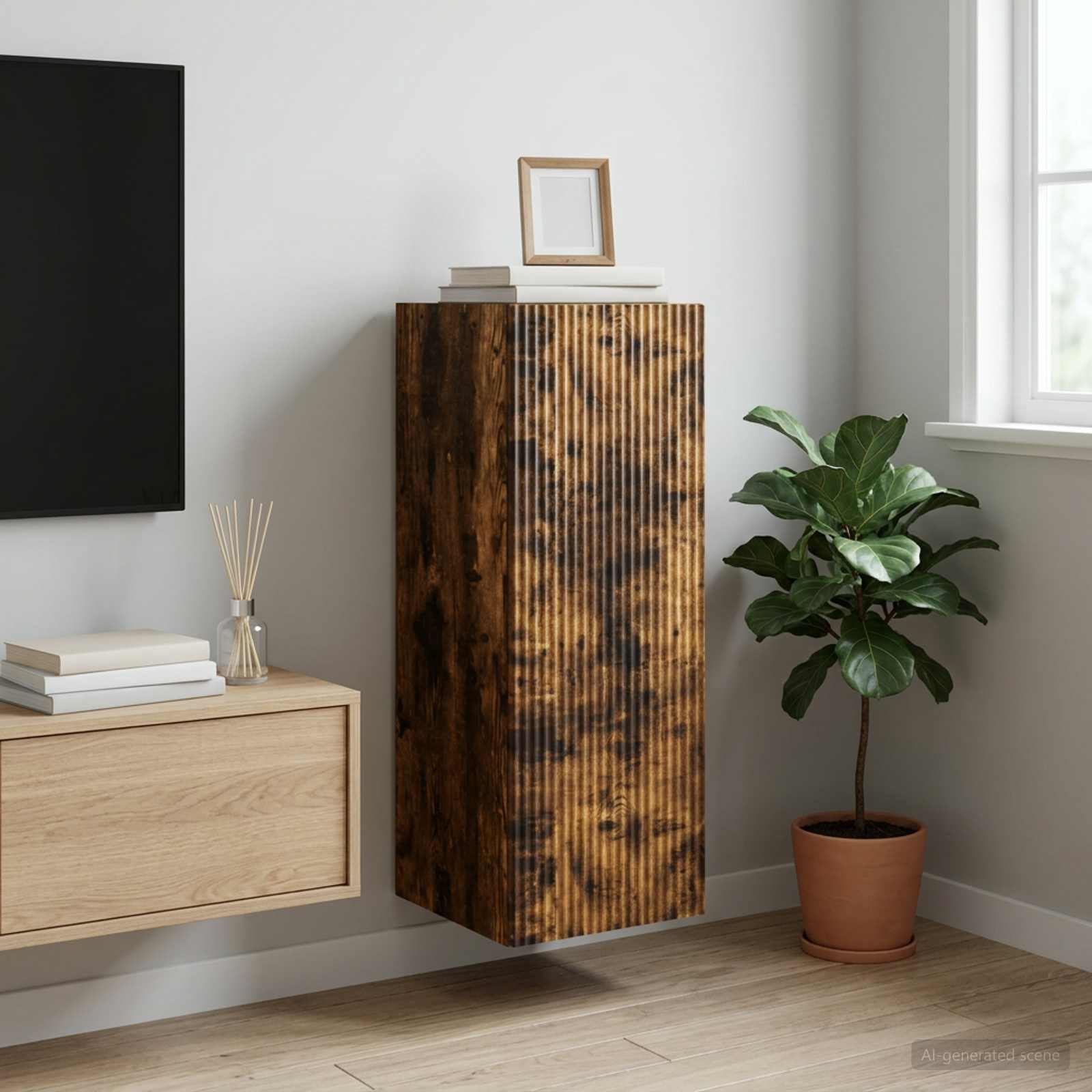 Mobiletto a muro Rovere Fumo 33 x 34,5 x 90 cm | homemem39