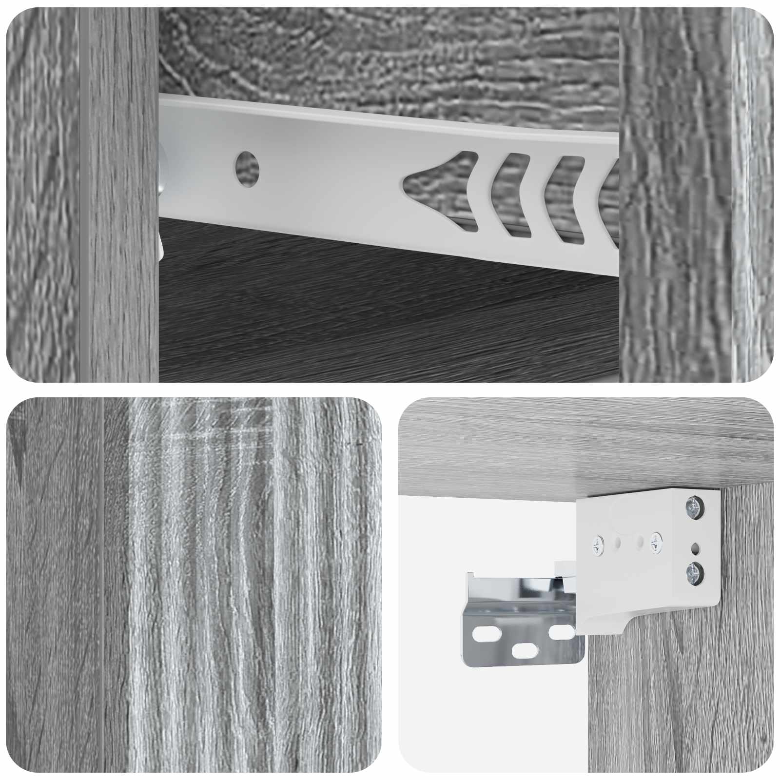Mobiletto da notte a muro Grigio Sonoma 33 x 34,5 x 20 cm | homemem39