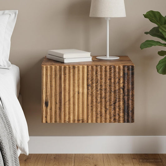 Mobiletto da notte a muro Legno antico 33 x 34,5 x 20 cm