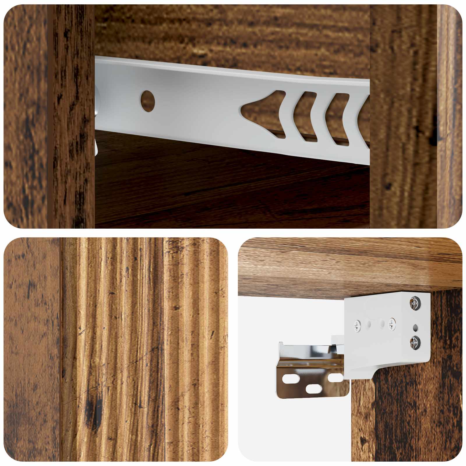 Mobiletto da notte a muro 2 pcs Legno antico 33 x 34,5 x 20 cm | homemem39