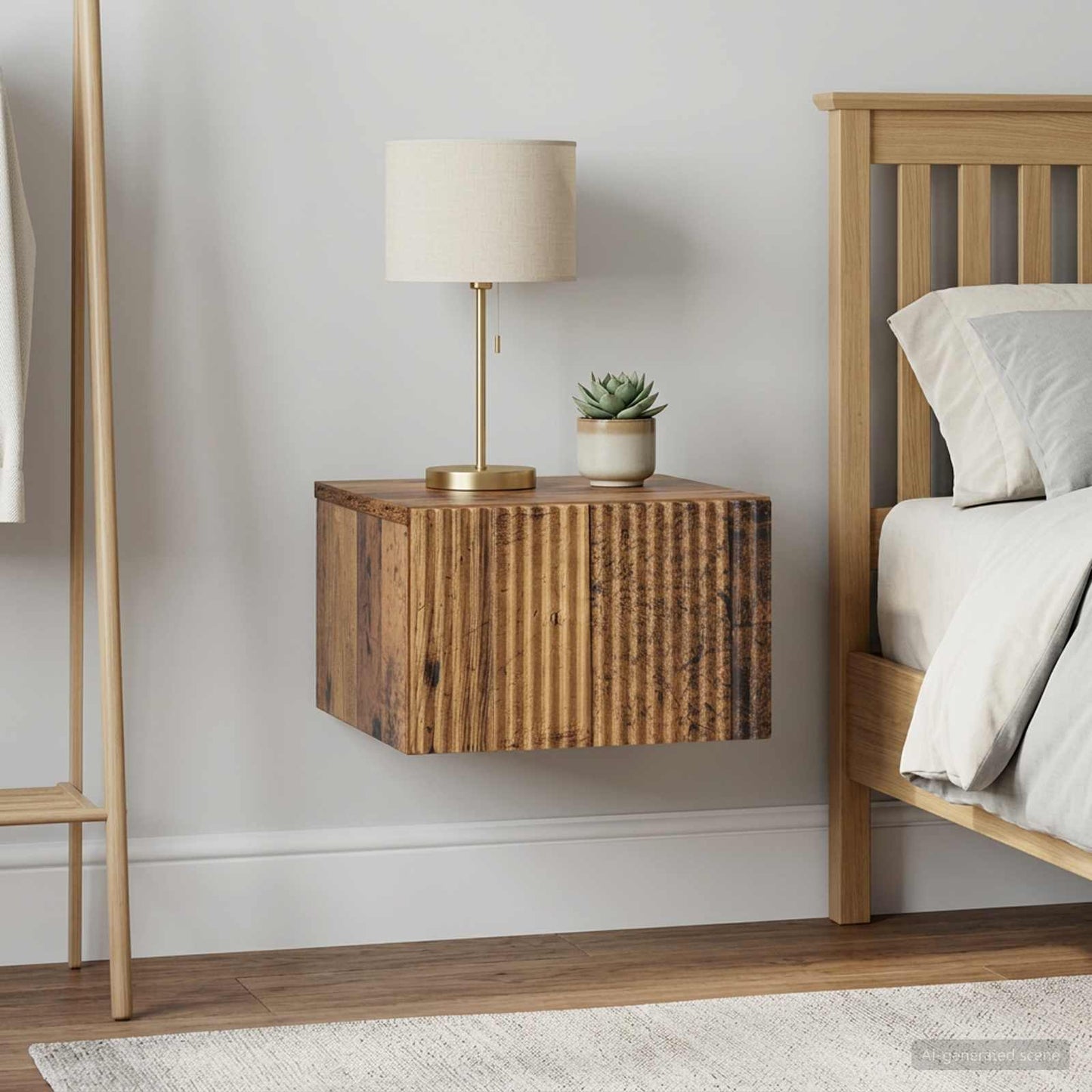 Mobiletto da notte a muro 2 pcs Legno antico 33 x 34,5 x 20 cm