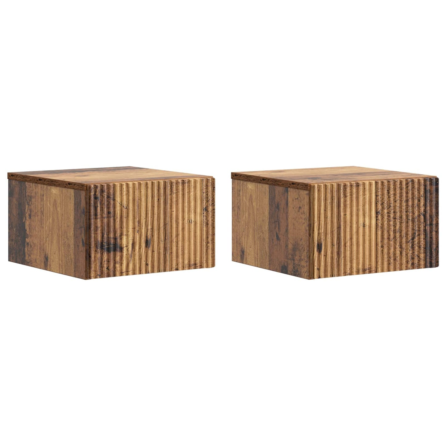 Mobiletto da notte a muro 2 pcs Legno antico 33 x 34,5 x 20 cm | homemem39