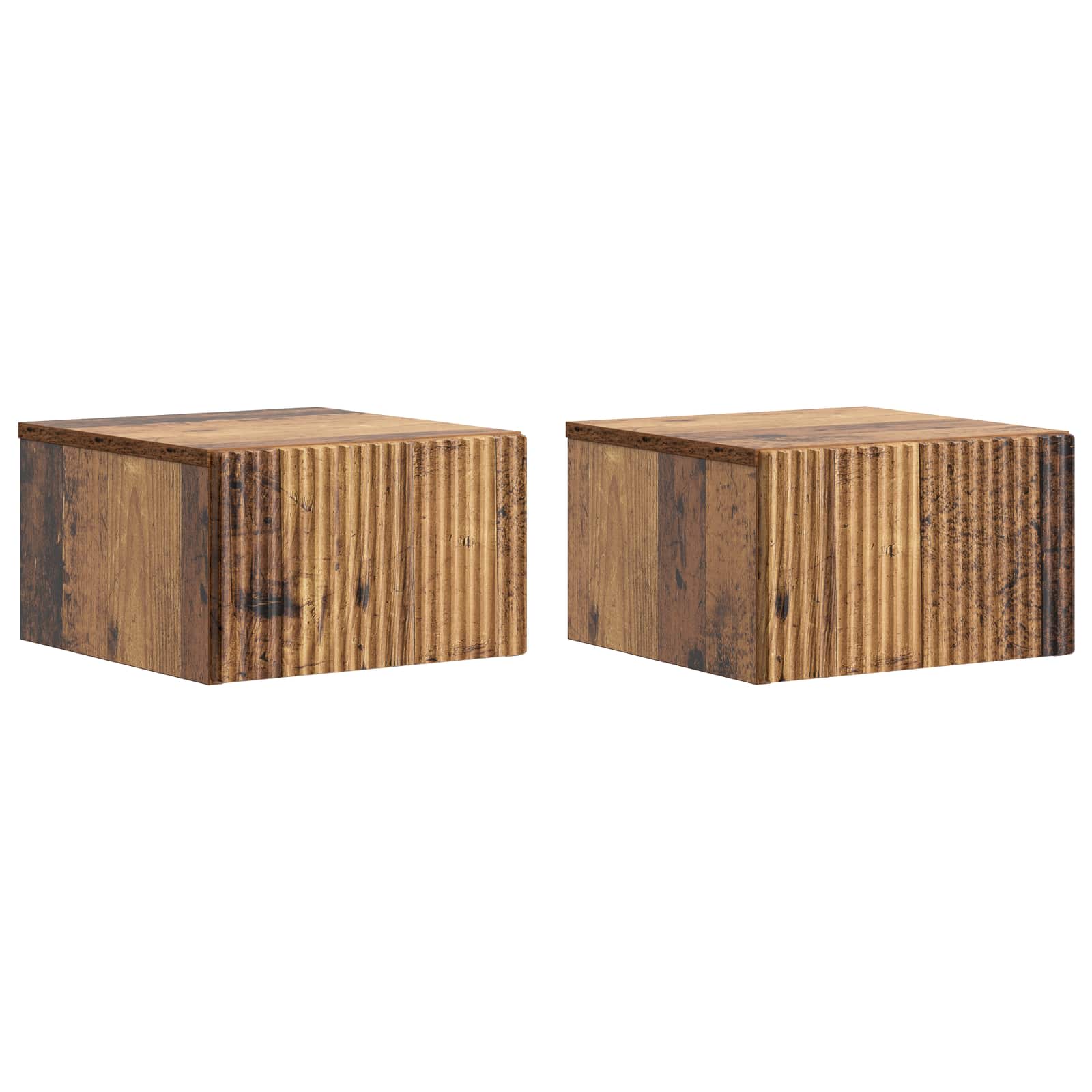 Mobiletto da notte a muro 2 pcs Legno antico 33 x 34,5 x 20 cm | homemem39