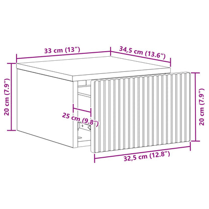 Mobiletto da notte a muro 2 pcs Legno antico 33 x 34,5 x 20 cm | homemem39