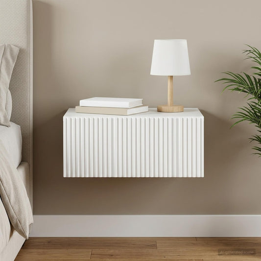Mobiletto da notte a muro con cassetto Bianco 49 x 34,5 x 20 cm