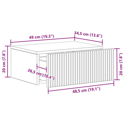 Mobiletto da notte a muro con cassetto Bianco 49 x 34,5 x 20 cm | homemem39