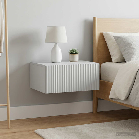 Mobiletto da notte a muro 2 pz Bianco 49 x 34,5 x 20 cm