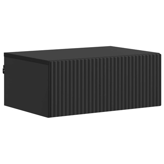 Mobiletto da notte a muro con cassetto Nero 49 x 34,5 x 20 cm | homemem39