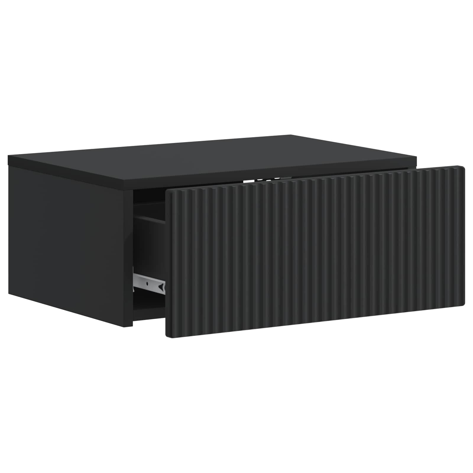 Mobiletto da notte a muro con cassetto Nero 49 x 34,5 x 20 cm | homemem39