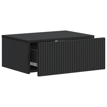 Mobiletto da notte a muro con cassetto Nero 49 x 34,5 x 20 cm | homemem39