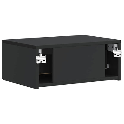 Mobiletto da notte a muro con cassetto Nero 49 x 34,5 x 20 cm | homemem39