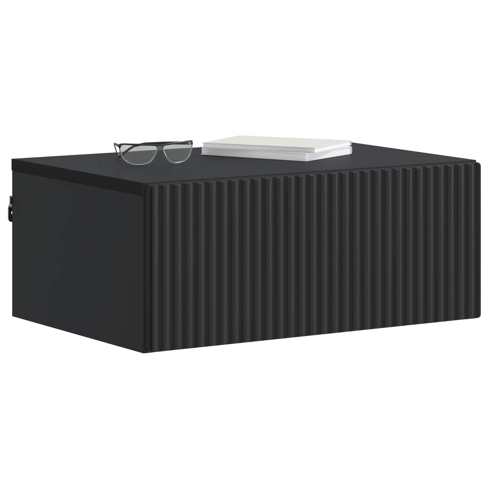 Mobiletto da notte a muro con cassetto Nero 49 x 34,5 x 20 cm | homemem39