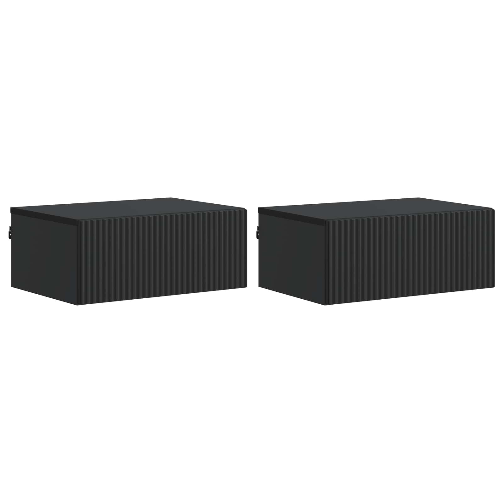 Mobiletto da notte a muro 2 pcs Nero 49 x 34,5 x 20 cm | homemem39
