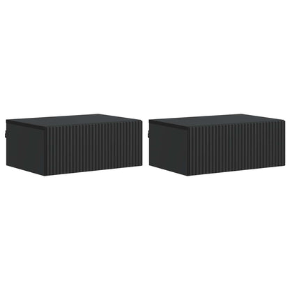 Mobiletto da notte a muro 2 pcs Nero 49 x 34,5 x 20 cm | homemem39