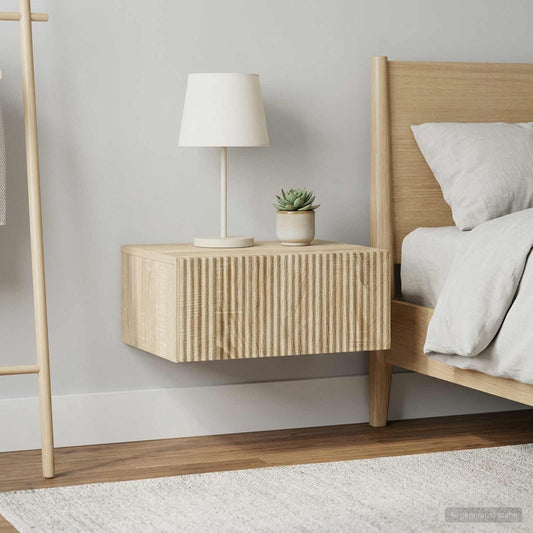 Mobiletto da notte a muro 2 pz Rovere Sonoma 49 x 34,5 x 20 cm