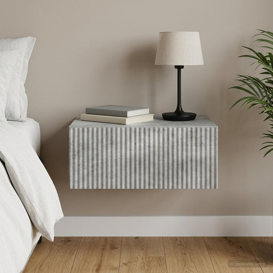 Mobiletto da notte a muro Grigio Cemento 49 x 34,5 x 20 cm