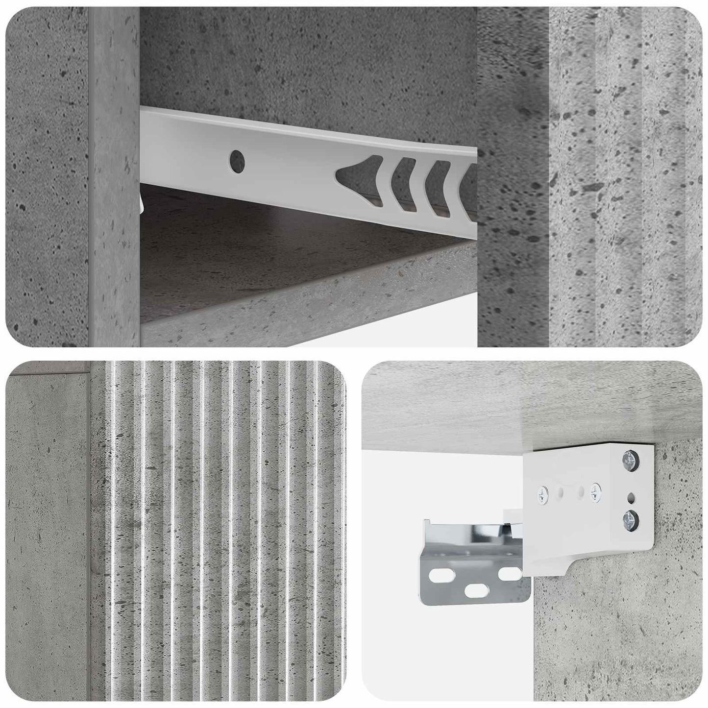 Mobiletto da notte a muro con cassetto 2 pcs Grigio Cemento | homemem39