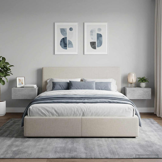 Mobiletto da notte a muro 2 pz Grigio Cemento 49 x 34,5 x 20 cm