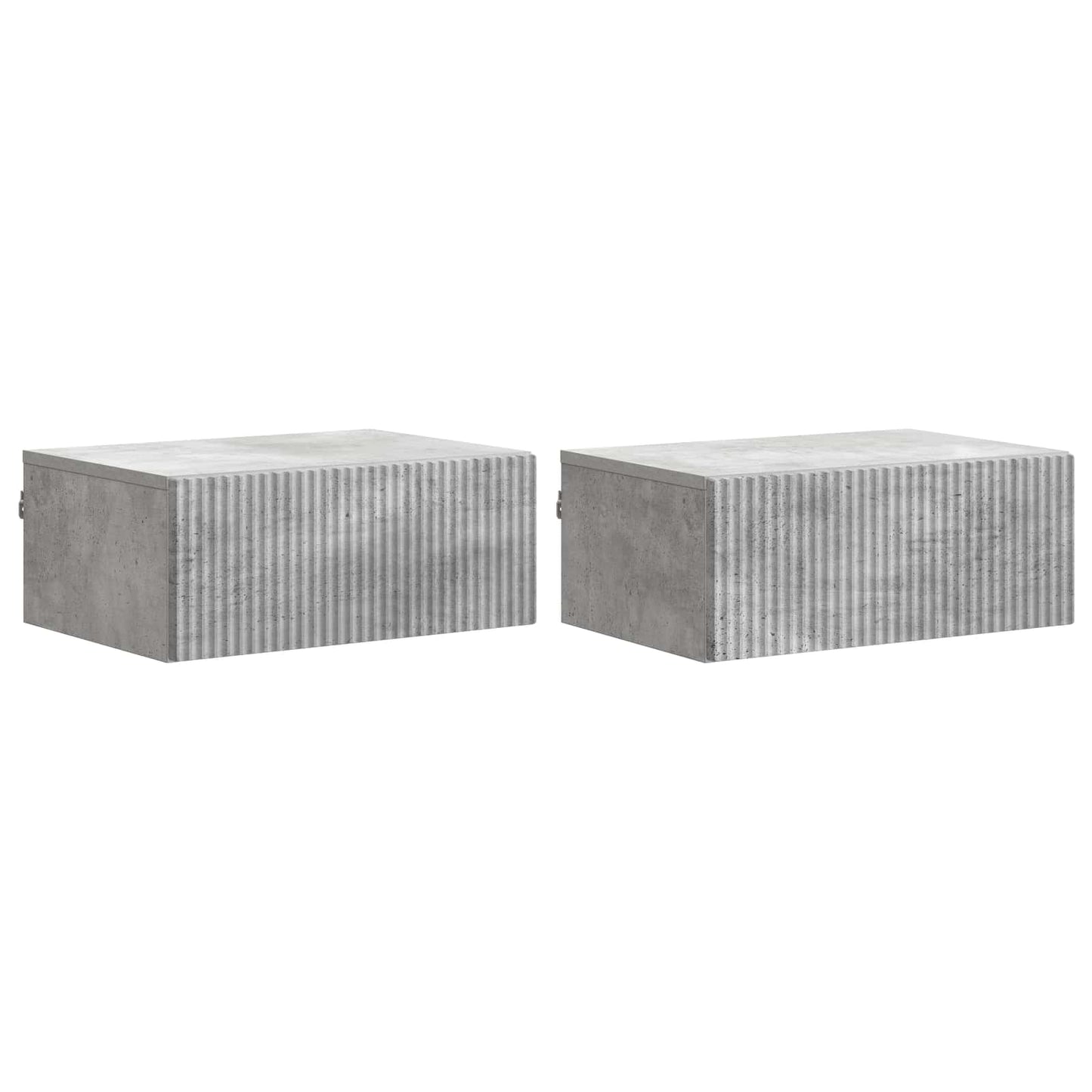Mobiletto da notte a muro con cassetto 2 pcs Grigio Cemento