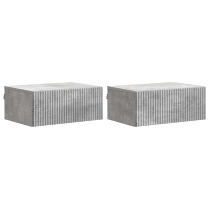 Mobiletto da notte a muro con cassetto 2 pcs Grigio Cemento