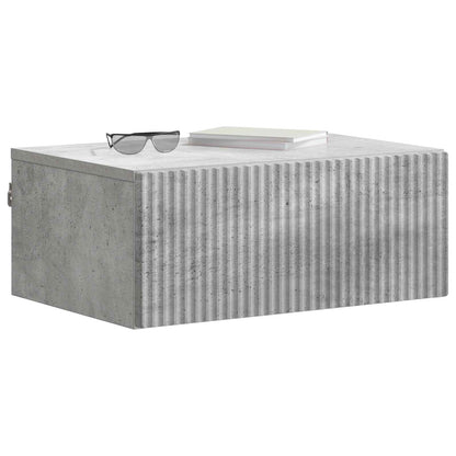 Mobiletto da notte a muro con cassetto 2 pcs Grigio Cemento