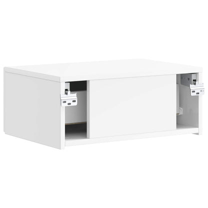 Mobiletto da notte a muro Bianco Lucido 49 x 34,5 x 20 cm
