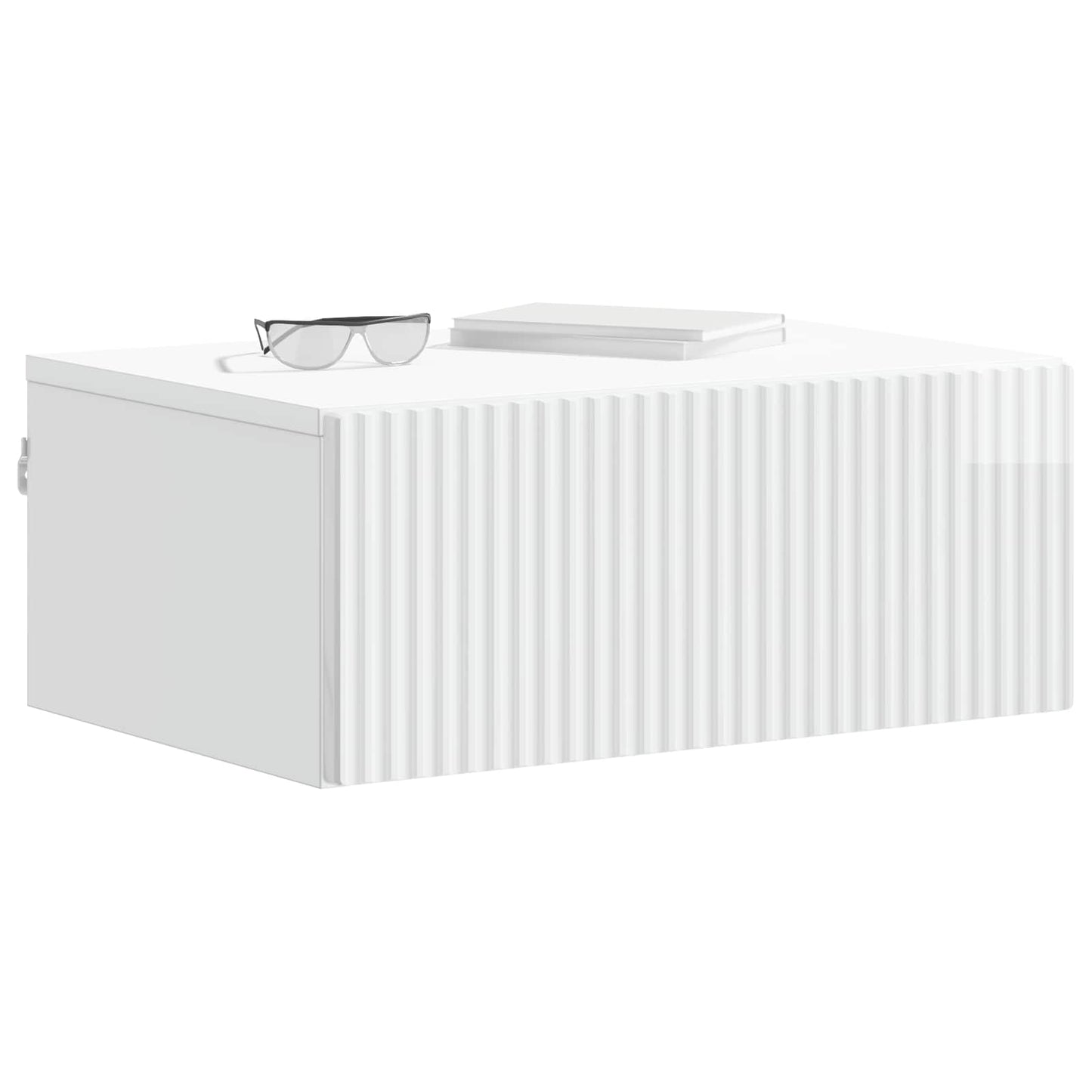 Mobiletto da notte a muro Bianco Lucido 49 x 34,5 x 20 cm