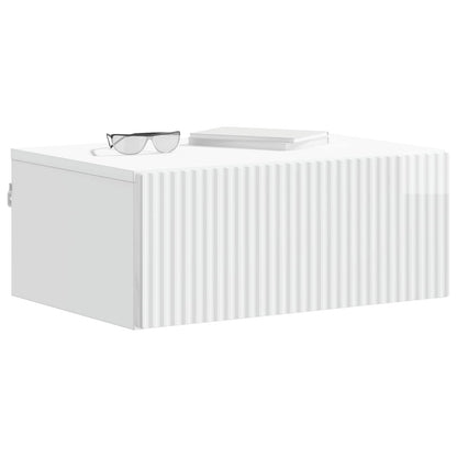 Mobiletto da notte a muro Bianco Lucido 49 x 34,5 x 20 cm