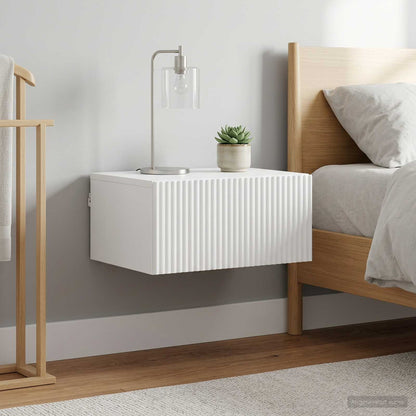 Mobiletto da notte a muro 2 pcs Bianco Lucido 49 x 34,5 x 20 cm