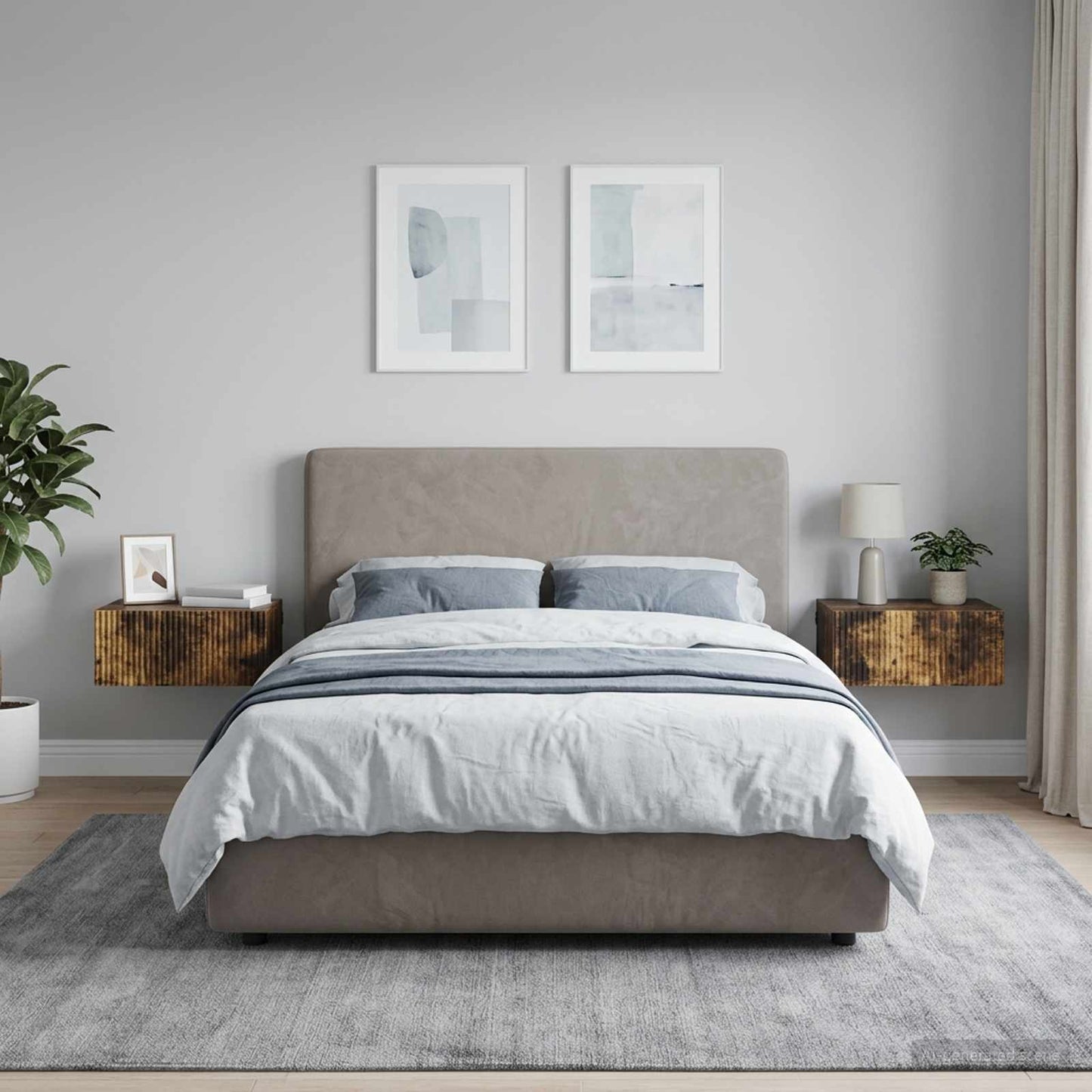 Mobiletto da notte a muro 2 pcs Rovere Fumo 49 x 34,5 x 20 cm