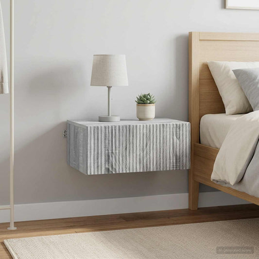 Mobiletto da notte a muro 2 pz Grigio Sonoma 49 x 34,5 x 20 cm