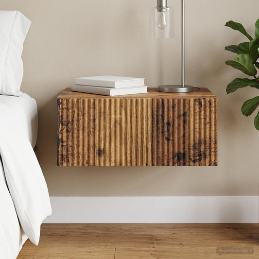 Mobiletto da notte a muro Legno antico 49 x 34,5 x 20 cm