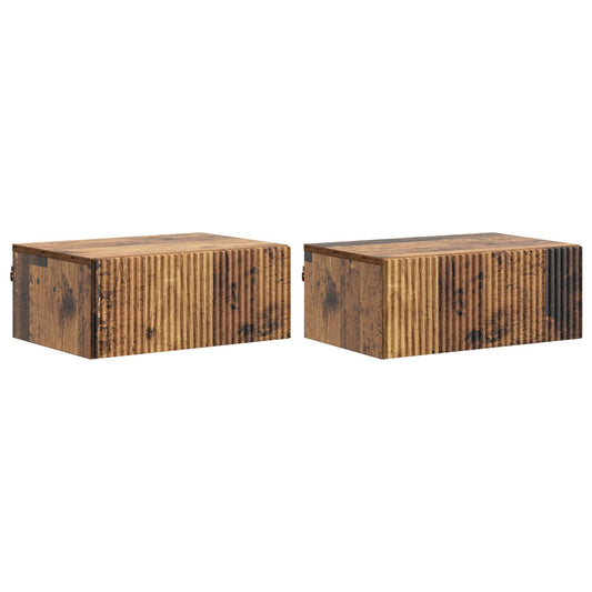 Mobiletto da notte a muro 2 pcs Legno antico 49 x 34,5 x 20 cm