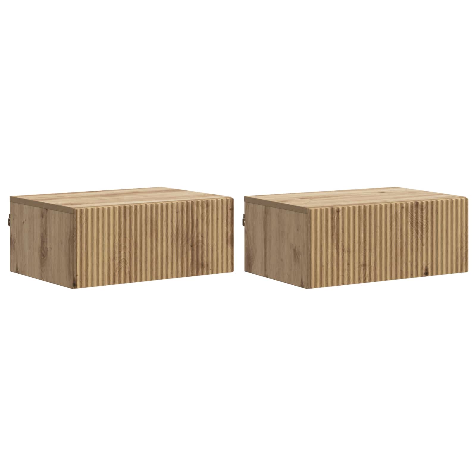 Mobiletto da notte a muro con cassetto 2 pcs Rovere Artigianale | homemem39