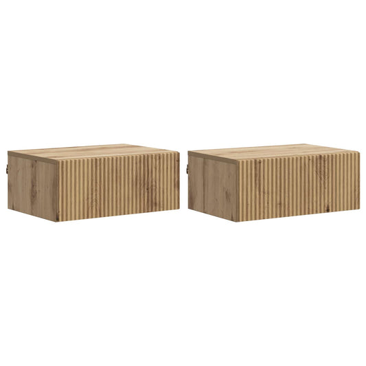 Mobiletto da notte a muro con cassetto 2 pcs Rovere Artigianale