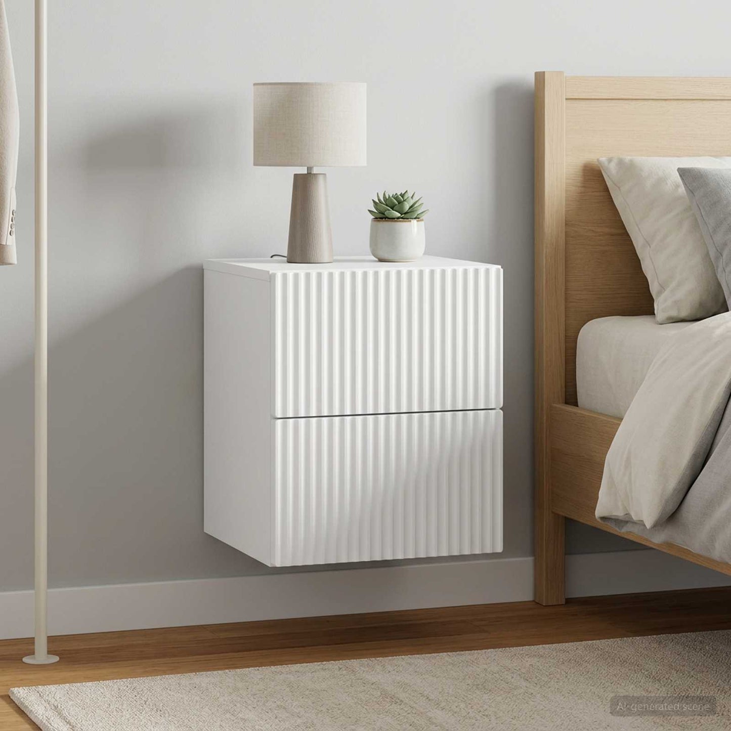 Mobiletto da notte a muro 2 pcs Bianco 33 x 34,5 x 40 cm