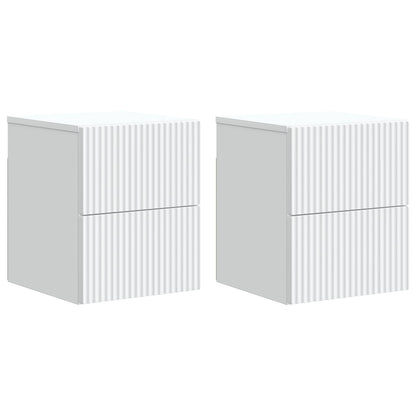 Mobiletto da notte a muro 2 pcs Bianco 33 x 34,5 x 40 cm
