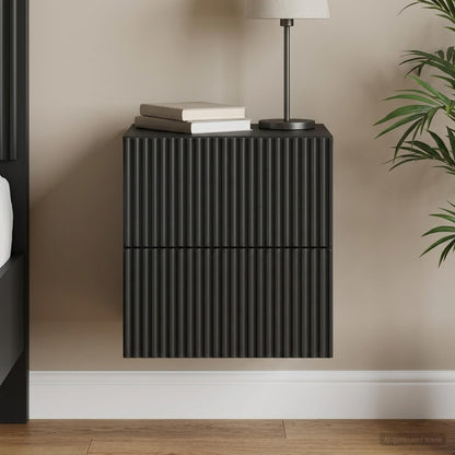 Mobiletto da notte a muro con cassetto Nero 33 x 34,5 x 40 cm