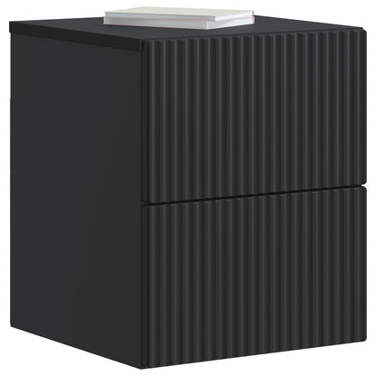 Mobiletto da notte a muro con cassetto Nero 33 x 34,5 x 40 cm