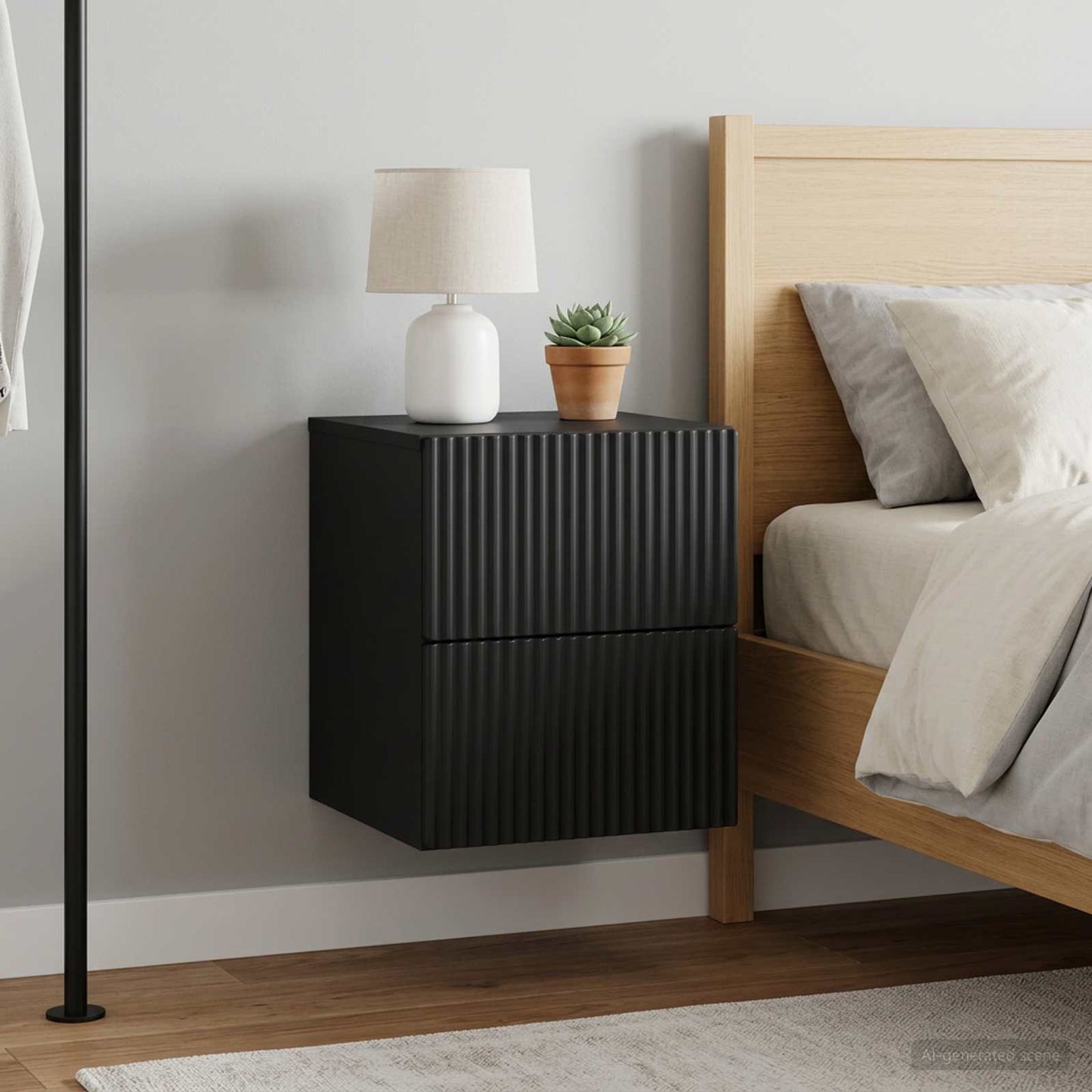 Mobiletto da notte a muro 2 pcs Nero 33 x 34,5 x 40 cm
