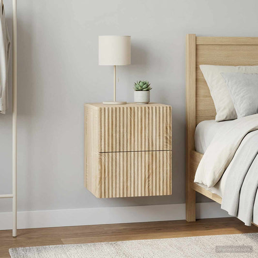 Mobiletto da notte a muro 2 pz Rovere Sonoma 33 x 34,5 x 40 cm