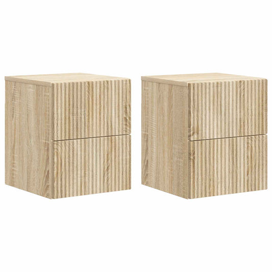 Mobiletto da notte a muro 2 pcs Rovere Sonoma 33 x 34,5 x 40 cm
