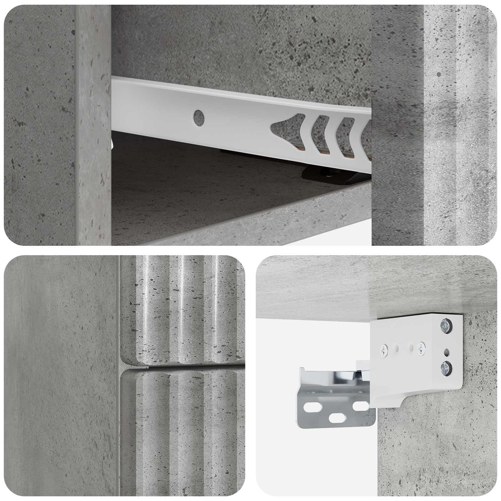 Mobiletto da notte a muro Grigio Cemento 33 x 34,5 x 40 cm | homemem39