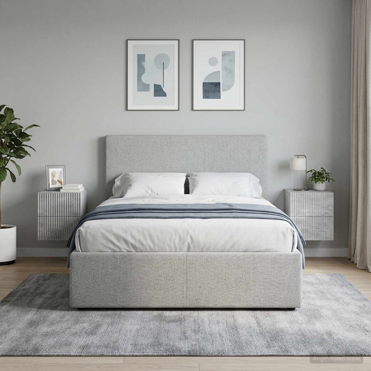Mobiletto da notte a muro con cassetto 2 pcs Grigio Cemento